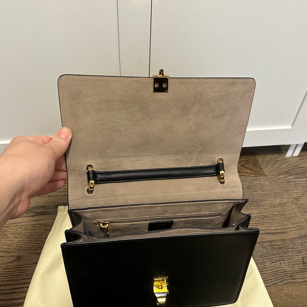 Fendi Brown and Black FF Logo Shoulder Bag with Gold Hardware - Picture 4 of 9